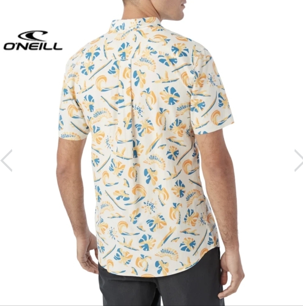New O'Neill Cotton Shirt Oasis Tropical Short Sleeve Modern Fit  Sz XL or XXL - Picture 2 of 14